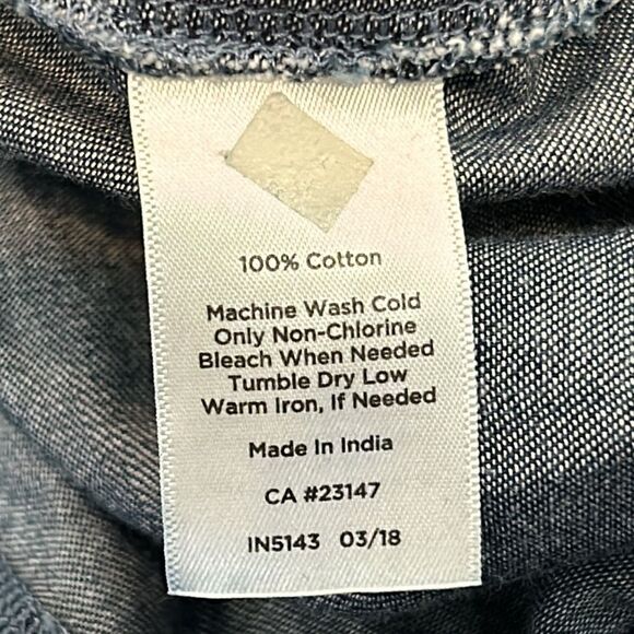 Talbots classic Womens Blue Denim Dress  18wP Back Zip Bell Sleeve Shift Cotton - Picture 9 of 9